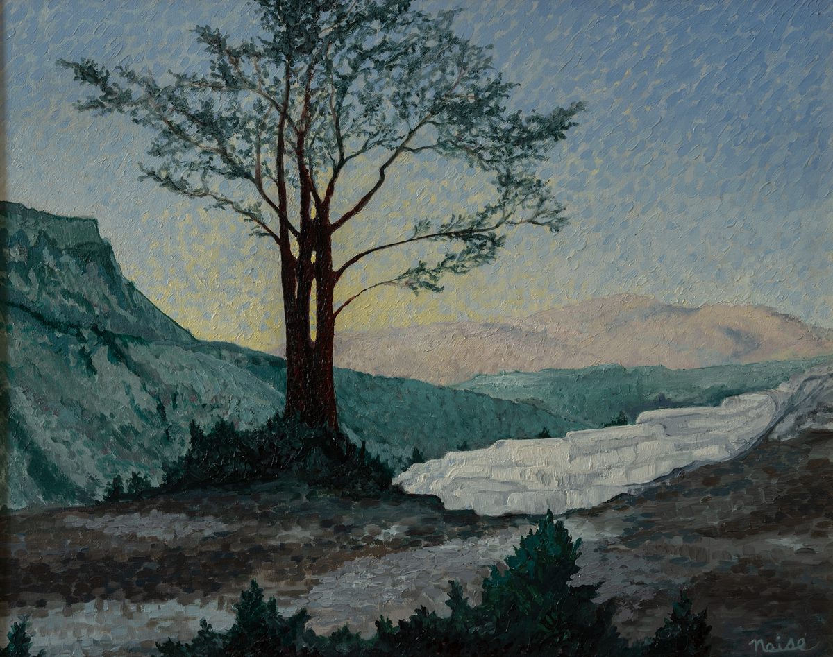 oil painting of the salt deposits in Yellowstone National Park